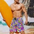 thumbnail image 2 of XYZCANDO 80s Hippie Flowers Couple Matching Beach Set Men's Board Shorts & High Waisted Tummy Control Women's Bikini Set Hawaiian Style Vacation Swimwear His and Hers Beach Outfit, 2 of 6