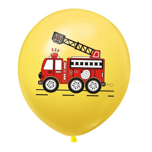 Decoración de fiesta de cumpleaños con temática de fuego, camión de bomberos, globo de látex, diseño de escena de cumpleaños para niños, decoración con globos