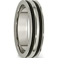 thumbnail image 4 of Titanium Polished With Black Rubber 6mm Grooved Band (Size 12.5) Made In China tb313-12.5, 4 of 5