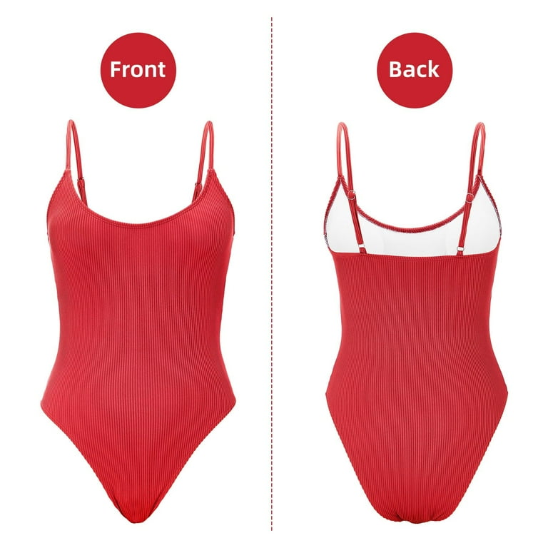 Sexy Female Swimsuit Vintage One Piece Ruffled Push Up Solid Red
