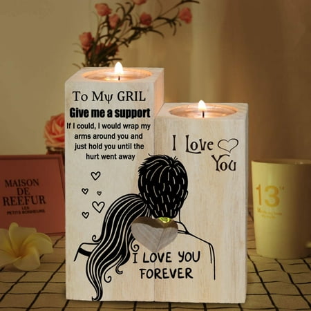 

Decorations holiday decorations festival ornaments Wooden Candlestick holder Gift for Couple Daughter Heart-shaped Craft Wooden