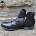 thumbnail image 1 of Women Autumn Winter Faux Leather Ankle Boots Low Block Heel Zipper Bootie Shoes, 1 of 8