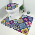 thumbnail image 2 of Multicolor Ethnic Geometric Patchwork Pattern Bathroom Rugs Sets 3 Piece,Toilet Cover Set,Absorbent Non Slip Bathroom Mats Sets with U-Shaped Contour Rug Toilet Rug Set, 2 of 5