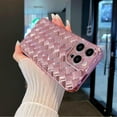 thumbnail image 2 of Compatible with iPhone 13 Pro Max Phone Case for Women, Fashion 3D Woven Pattern Plating Case, Grid Printed Soft Silicone Shockproof Camera Protective for iPhone 13 Pro Max case- Pink, 2 of 14