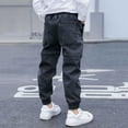 thumbnail image 6 of Gubotare Boys Jeans Kids Boys Denim Jeans Pants Tapered Leg Cotton Casual Trousers Slim Fit Cargo Joggers 4T 5T 6T 7T 8-12 Years,Dark Gray 4-5 Years, 6 of 7
