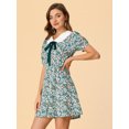 thumbnail image 3 of INSPIRE CHIC Robe-Chemise Courte à Manches Courtes pour Femmes, Coupe Évasée, Col Contrastant, 3 of 5