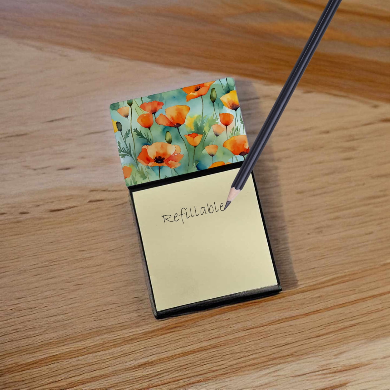 California California Poppies in Watercolor Sticky Note Holder 3.25 in x 5.25 in