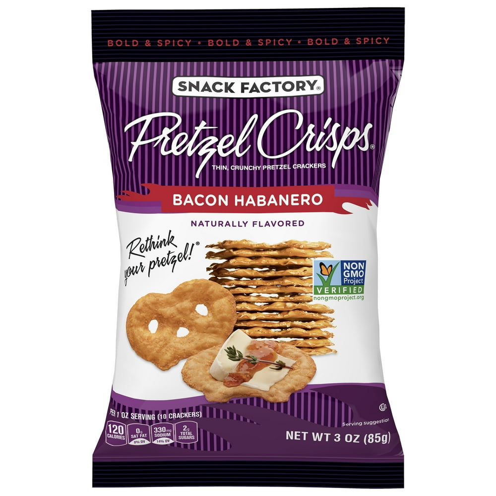 Snack Factory Pretzel Crisps, Bacon Habanero, 3 Oz