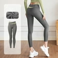thumbnail image 4 of IROINNID Women's Pants Skinny Solid Color Plush Yoga Pants In Autumn And Winter Sports Fitness Pants Color Contrast High Waist Hip Lifting Comfortable Pants Yoga Pants Legging, 4 of 6