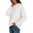 thumbnail image 2 of Women Oversized Sweaters Batwing Long Sleeve Fall Outfits Crewneck Casual Knit Side Slit Pullover Top White XXL, 2 of 8