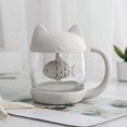 thumbnail image 4 of Taza de filtro creativa de fibra de Yjmei Valley, taza de té de limón de vidrio con lindo gato de dibujos animados, 4 of 4