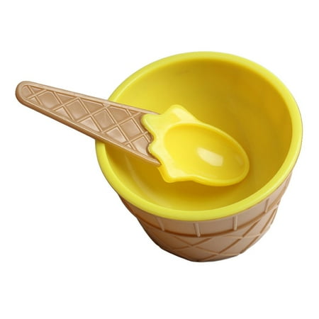 

SANWOOD Bowl + Spoon Ice Cream Style Creative Cute Ice Cream Bowl + Spoon Kids Children Summer Party Dessert Cup Gift Kitchen Dining Bar