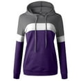 thumbnail image 4 of Zpanxa Hoodies for Women Casual Pacthwork Long Sleeve Sweatshirts Drawstring Pullover Hooded Tops Coats with Pockets Purple XXL, 4 of 5