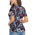 thumbnail image 3 of Xecao Flowers ad Butterflies for Women's V-Neck T-Shirts-Elegant Half-Sleeve Tops Perfect for Summer-X-Large, 3 of 5