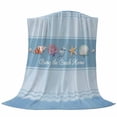 thumbnail image 6 of Coastal Blue Striped Blanket Soft Cozy Warm Throw Blanket for Couch, Plush Fuzzy Flannel Fleece Blankets for Sofa, Ocean Sea Summer Starfish Coral Shells Bed Blankets Gifts for Men, 50"x60", 6 of 9