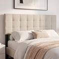 thumbnail image 2 of Gymax Upholstered Headboard Queen/Full Size Quilted Grid Linen Fabric Bed Frame Beige, 2 of 10