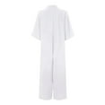 thumbnail image 6 of HOMBOM White Spring Jumpsuits for Women 2023 Short Sleeve Solid Color Button up V-neck Wide-leg Jumpsuit L, 6 of 6