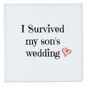 3dRose I survived my sons wedding, black lettering with a heart picture - Quilt Square, 10 by 10-inch