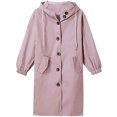 thumbnail image 6 of Women Waterproof Long Raincoats with Hood Full Sleeve Plus Size Pockets Outdoor Light Rain Jacket Windbreaker Coat (XX-Large, Pink), 6 of 6