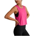 thumbnail image 4 of Mnuaqn Athletic Tank Tops for Women Twist Knot Cut Out Side Slit Crop Tops Yoga Workout Loose Fit Sleeveless T-Shirts (Hot Pink, S), 4 of 9