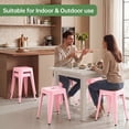 thumbnail image 6 of Stackable Bar Stools Set of 2, Backless 18 Inch Industrial Metal Barstools for Indoor Outdoor Classroom Kitchen Small Gathering (Pink), 6 of 10