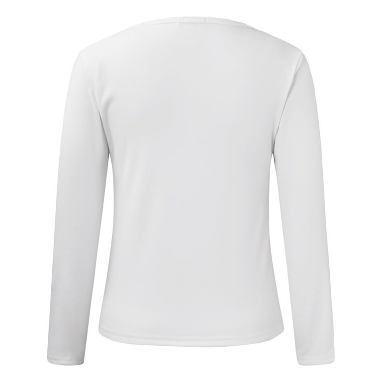 Juniors T Shirts Crew Neck Fleece Lined Thermal Thermal Underwear Slim Tops Long Sleeve Thermal Shirts Winter Tops Plus Size Tops for Women White XXL
