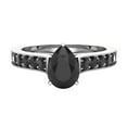 thumbnail image 4 of Black Diamond Engagement Ring for Women Pear 1.10 Carat 14K White Gold (Black, AAA), 4 of 5