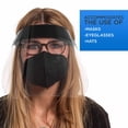 thumbnail image 5 of Salon World Safety 5-Black & 5-Blue Face Shields - Ultra Clear Protective Full Face Shields to Protect Eyes, Nose and Mouth - Anti-Fog PET Plastic, Elastic Headband - Sanitary Droplet Splash Guard, 5 of 6