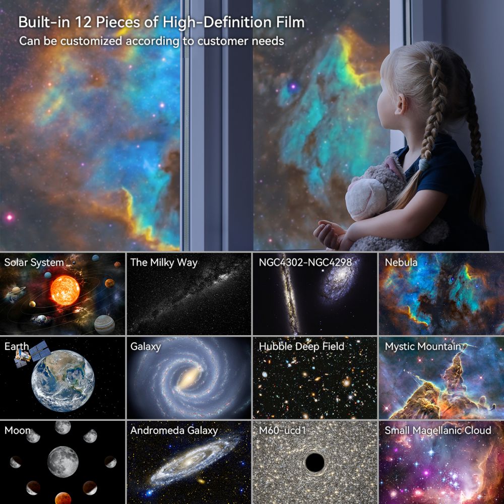VIVIHEYDAY 13 in 1 Planetarium Galaxy Projector 360° Rotating Night Light Nebula Star Projector Lamp Timer Black