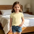thumbnail image 2 of Girls T Shirts Summer Tops Short Sleeves Solid Color Tees Casual Crew Neck Basic Tees for Kids back to school, 2 of 7