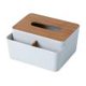thumbnail image 3 of Caja de pañuelos Cubierta de madera Servilletero Caja de almacenamiento de toallas de papel de escritorio (Gris) Hugtrwg Libre de BPA, 3 of 4