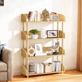 thumbnail image 5 of OUTONLIFE 4-Tier Wooden Bookshelf, 45" Tall Bookshelf, Independent Plant and Flower Stand, Modern Open Bookcase, Ideal Ladder-style Bookshelf for Office, Study, Bedroom, Bathroom, Wood Color, 5 of 9