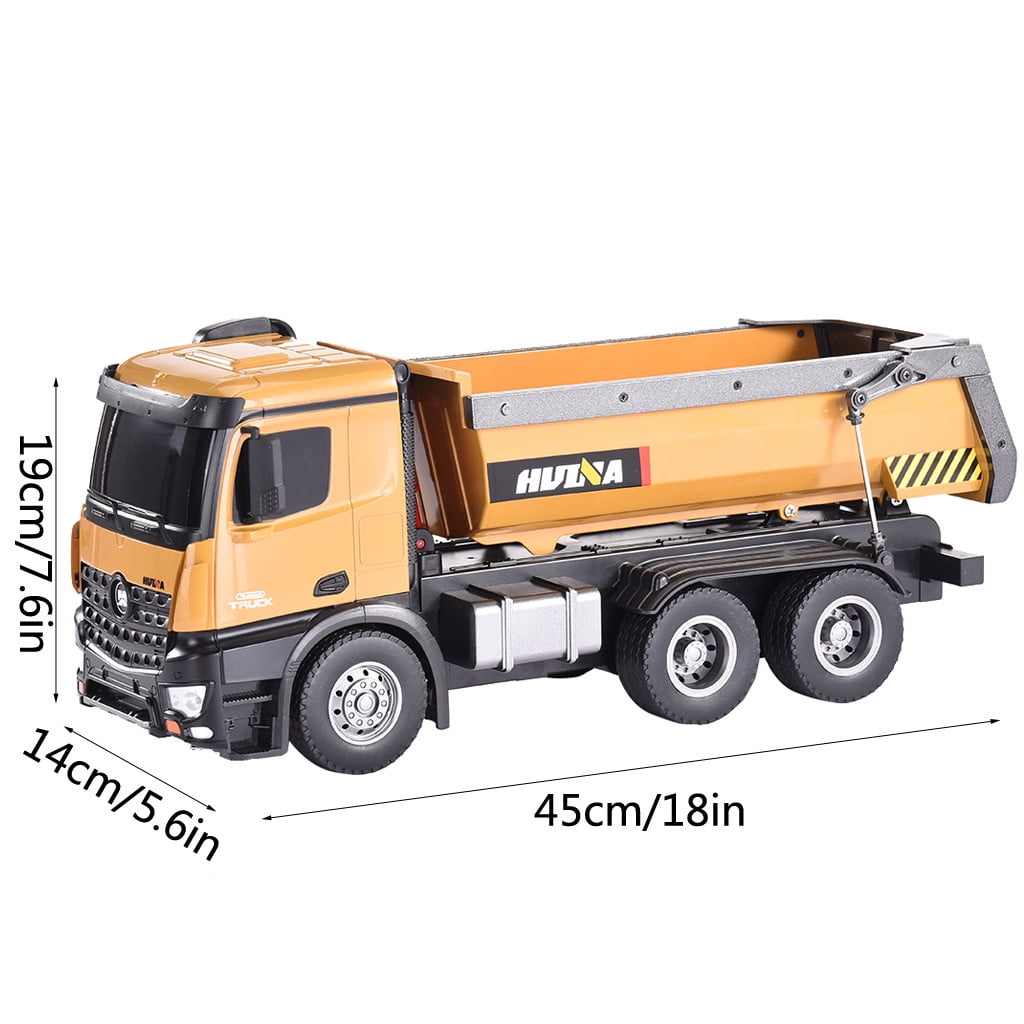 Yellow RC Remote Car Toys Transport Vehicle 1573 1/14 2.4G 10CH Alloy Dump Truck Load Capacity 10kg RC Car 