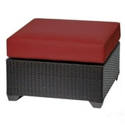 Bowery Hill Wicker/Fabric Patio Ottoman in Terracotta Red/Espresso