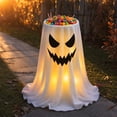 thumbnail image 4 of AZXY Halloween Ghost Candy Bowl, Jack O Lantern Sharp Eye Face Lighted Candy Bowl Holder, Dimmable LED Ghost Display Stand for Front Door, Porch Steps & Interior Tabletop Decor, 4 of 7