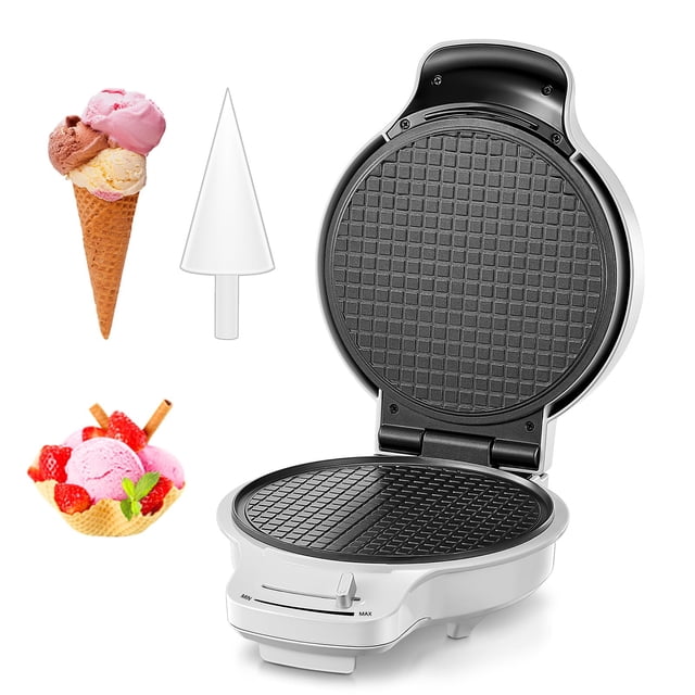 Waffle Cone Maker FOHERE with Temperature Control White