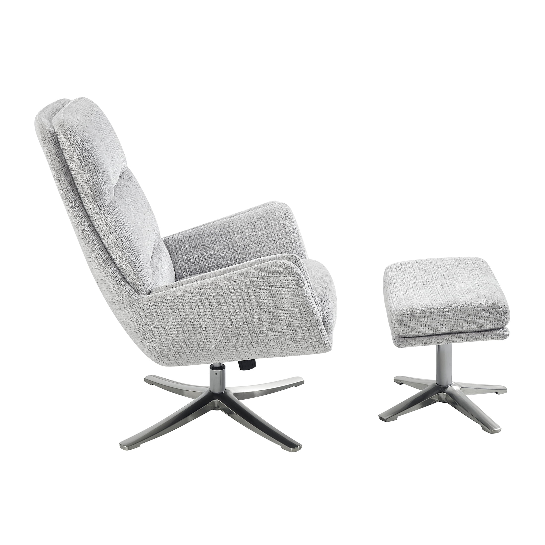 OakvillePark Windmere Chenille Swivel Chair with Ottoman, Gray