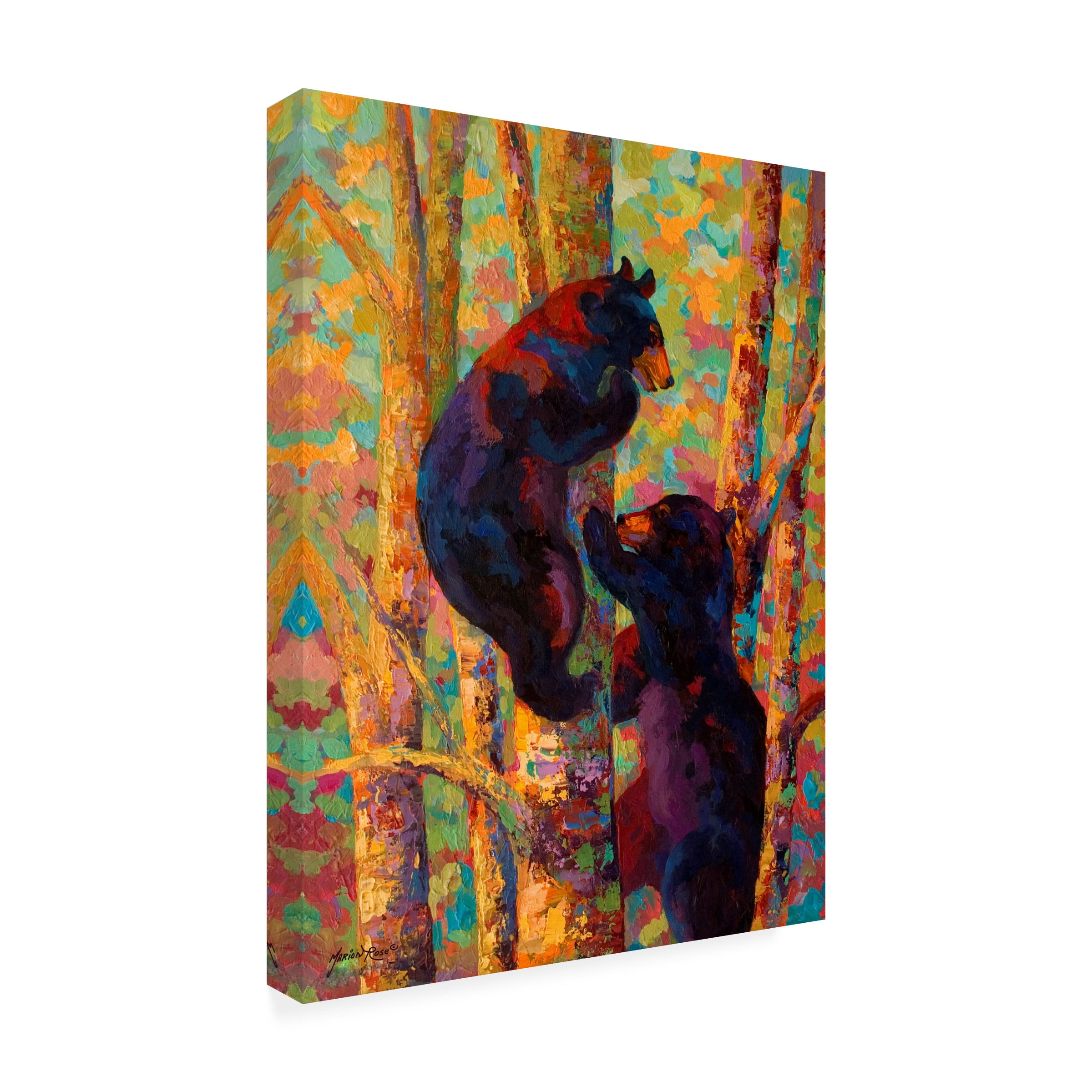 Trademark Fine Art Marion Rose Thoughtful Black Bear Canvas Wall Art - 14x19