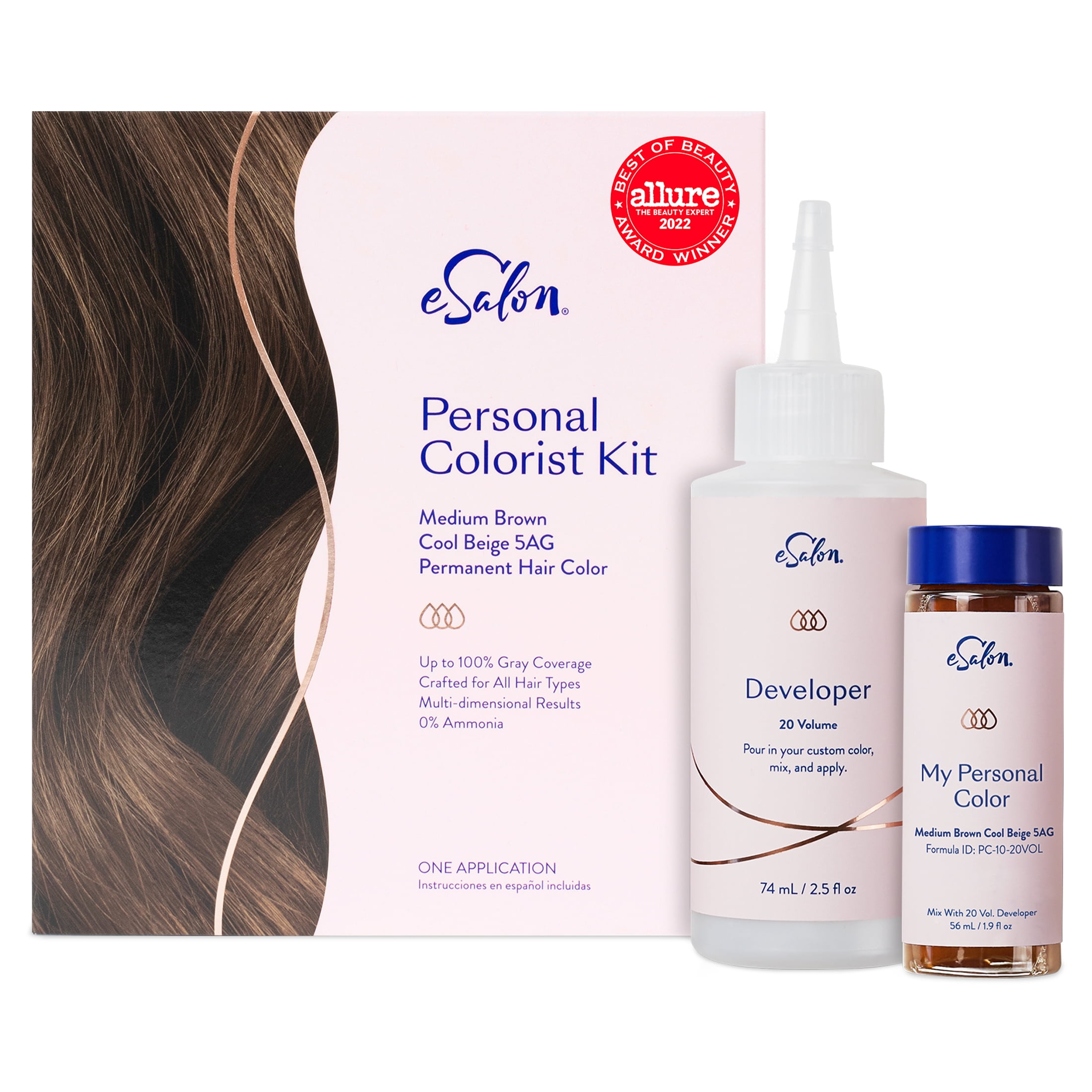 eSalon Personal Colorist Kit, Medium Brown Cool Beige 5AG, Permanent