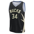 thumbnail image 2 of Men's Fanatics Giannis Antetokounmpo Black Milwaukee Bucks Fast Break Replica Player Jersey - Statement Edition, 2 of 3