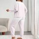 thumbnail image 4 of Conjunto de pantalones y blusa de poliéster para mujer, de manga larga, con estampado de moda, informal, para estar en casa, talla grande, 4 of 4