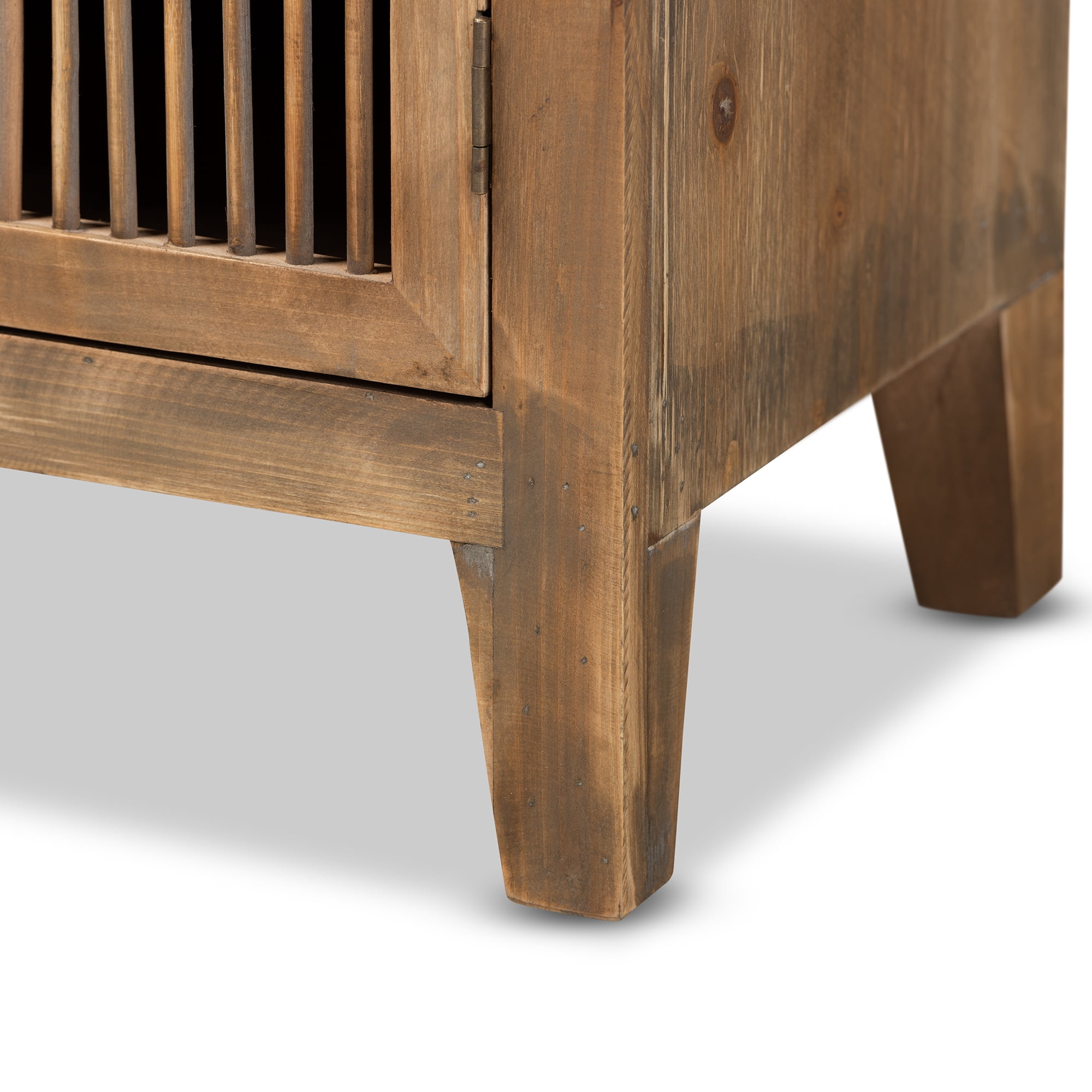 Baxton Studio Clement Rustic Medium Oak Accent Cabinet, 2677" H x 2992" W x 1339" D