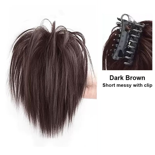 yeacher Élégante Extension de Cheveux à Clip pour Queue de Cheval en Cascade - Brun Foncé, Styles Longs et Courts, Fibre Synthétique Résistante à la Chaleur, Facile à Enfiler et Réutilisable