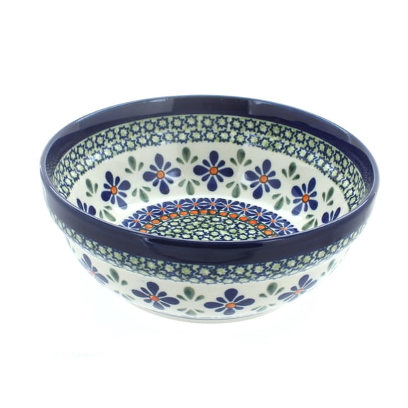 Blue Rose Polish Pottery Mosaic Flower Cereal/Soup Bowl