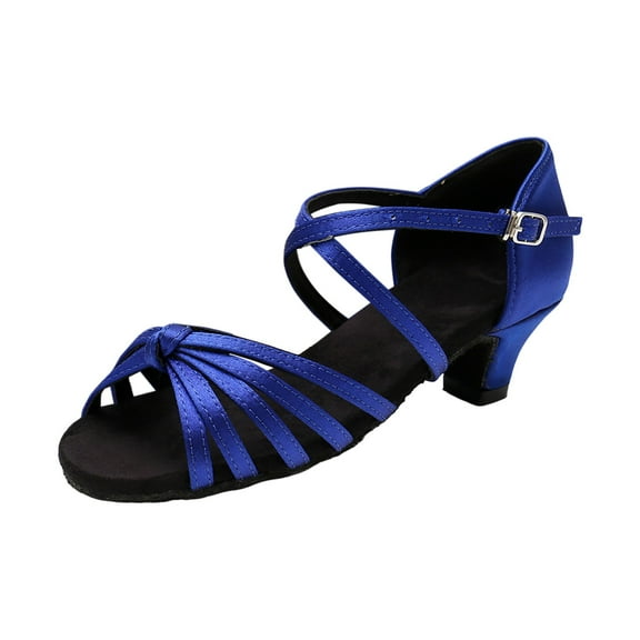 2DXuixsh Girls Dress Shoes Sandles Summer Party Wedding Cute Dress Girls Sandals Comfortable Soft Sole Thick Heel Children Dance Shoes Fashion Princess Dance Shoes Blue Size 1.5