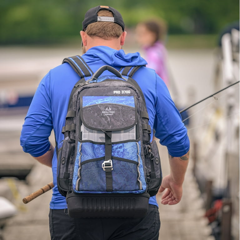 Realtree Unisex Large Pro Fishing Tackle Box Storage Backpack, Blue, Adult  Unisex 