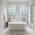 thumbnail image 4 of Nautical Coastal Kitchen Curtain for Berdoom Living Room Cafe 72 Inch Length, Summer Beach Shell Coral Seaweed Blue Plaid Tiers Curtains Light Filtering Drapes Window Treatment 2 Panels 52"Wx72"L, 4 of 8