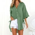 thumbnail image 2 of Womens Work Shirts Loose Lapel Button Down Long Sleeve Womens Sprimg Clothing,Green,M, 2 of 6