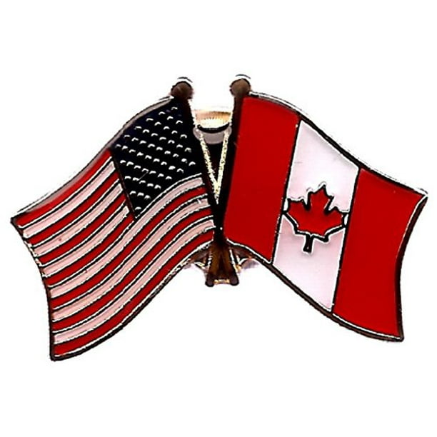 PACK of 50 Canada & US Crossed Double Flag Lapel Pins, Canadian