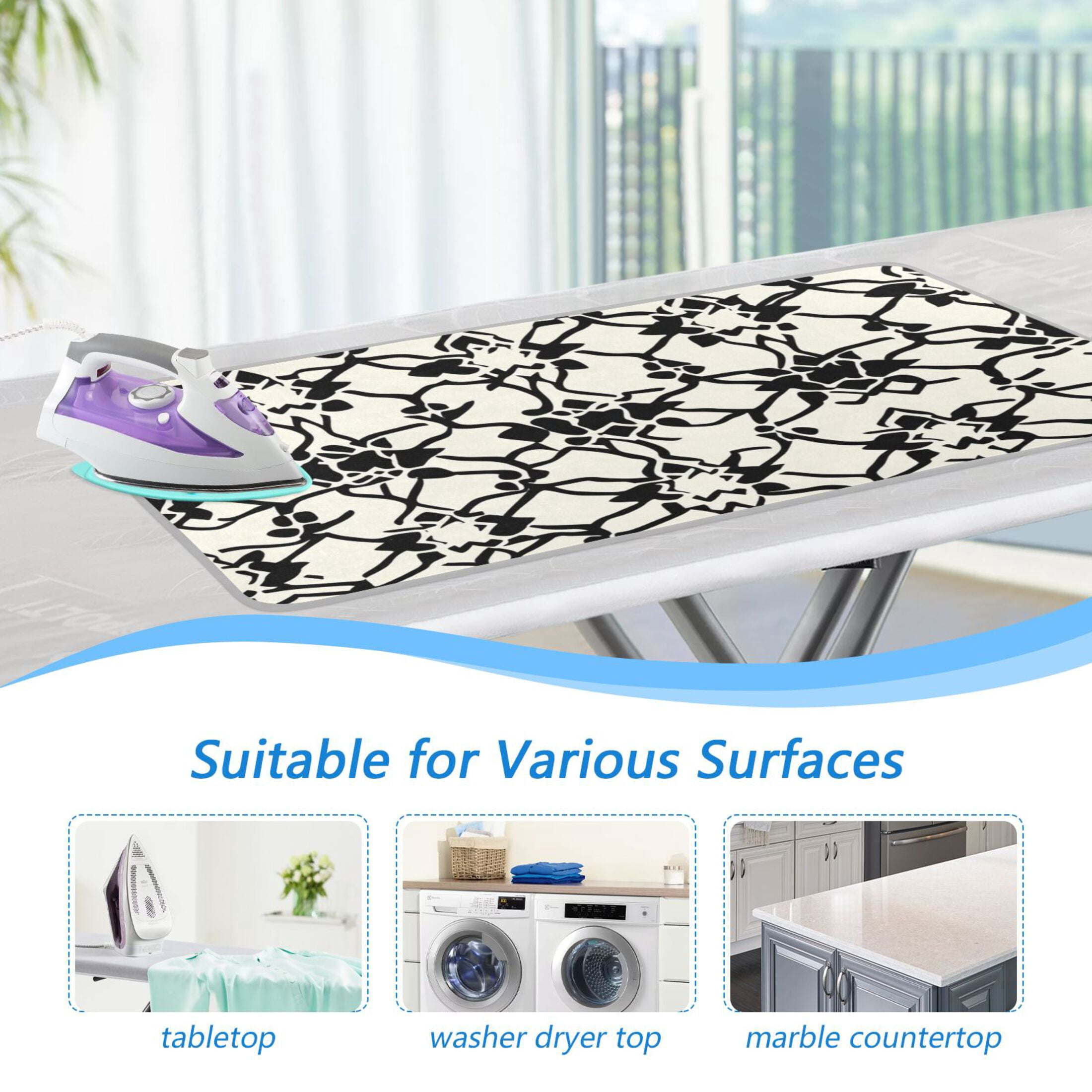 Geometric Floral Prints Ironing Mat Blanket for Table Top Travel Portable Ironing Board Pad 47.2x27.6 Inch